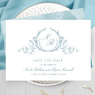 EleganSea Glass Watercolor Monogram Calligraphie Save The Date