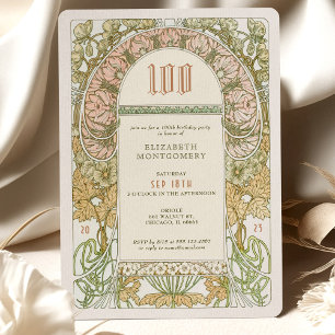 Elegant 100. Geburtstag Einladung Jugendstil Mucha