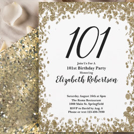 Elegant 101st Birthday Invitation For Her in Gold Einladung