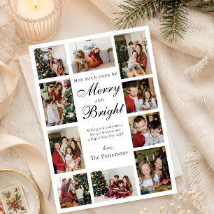 Elegant 10 Foto Collage Merry & Bright Weihnachten