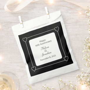 Elegant 10. Jubiläum Romantische Herzen Schwarz Geschenktütchen