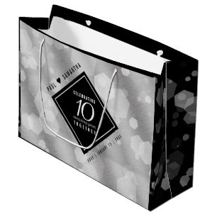 Elegant 10 th Tin Wedding Anniversary Celebration  Große Geschenktüte