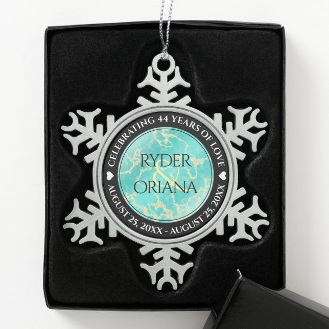 Elegant 11. 44. Türkisjubiläum Schneeflocken Zinn-Ornament (Box)