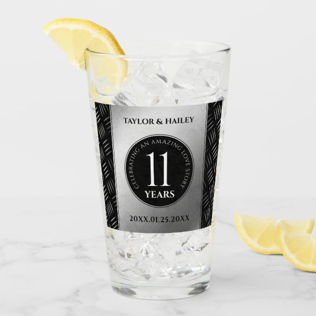 Elegant 11. Hochzeitsfeier Glas (Vorderseite Ice)
