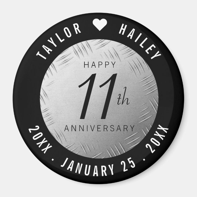 Elegant 11. Hochzeitsfeier Magnet (Vorne)