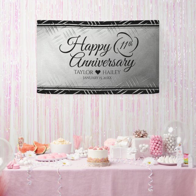 Elegant 11. Hochzeitstag aus Stahl Banner (Party)