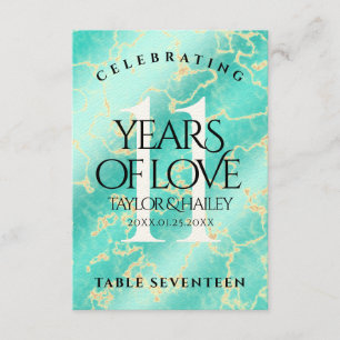 Elegant 11. Hochzeitstag in Türkis Dankeskarte