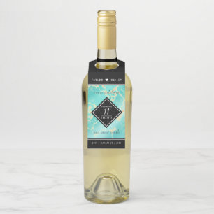 Elegant 11. Hochzeitstag in Türkis Flaschenanhänger