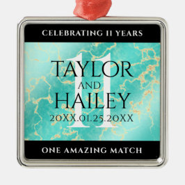 Elegant 11. Hochzeitstag in Türkis Ornament Aus Metall