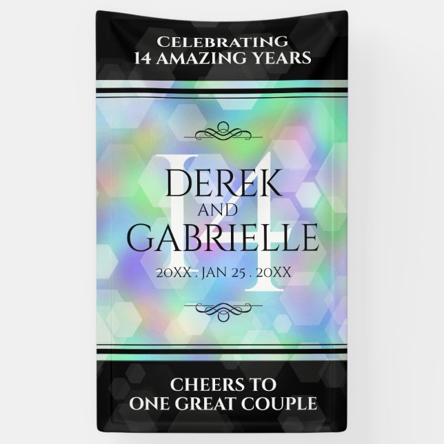 Elegant 14. Opal Hochzeitstag Banner (Vertikal)