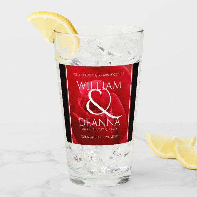 Elegant 15. 26. 36. Rose Hochzeit Jahrestag Glas (Vorderseite Ice)