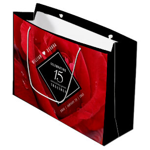 Elegant 15. Rose Hochzeitstag Große Geschenktüte