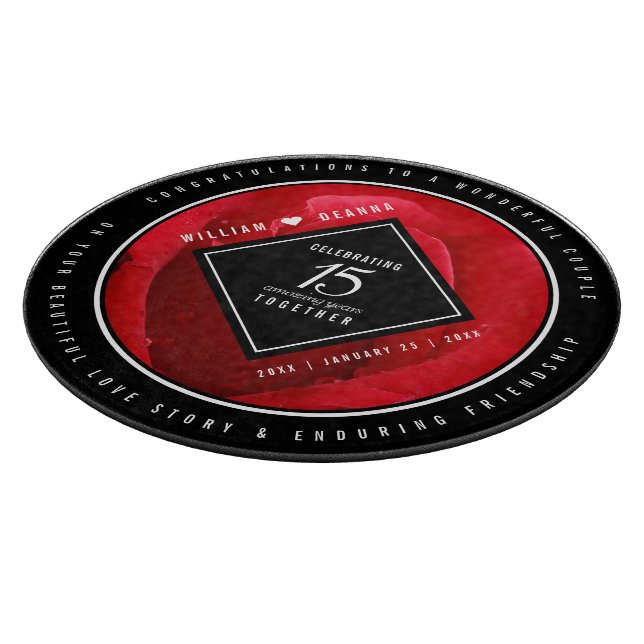 Elegant 15. Rose Hochzeitstag Schneidebrett (Ecke)