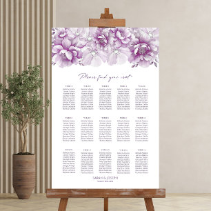 Elegant 15 Table Pink Floral Wedding Chart Poster