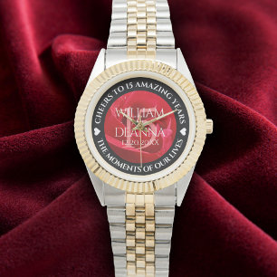 Elegant 15th 26th 36th Rose Wedding Anniversary Armbanduhr