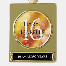 Elegant 16. Hochzeitstag des Goldenen Topaz Banner-Ornament Silber