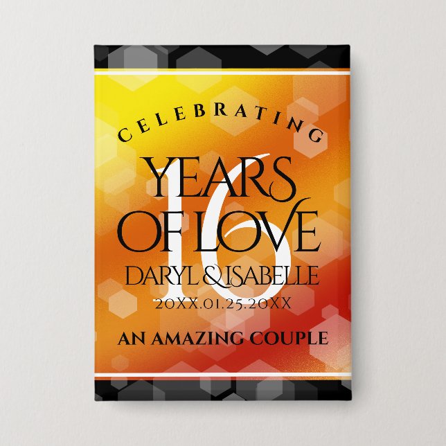 Elegant 16. Hochzeitstag des Goldenen Topaz Button (Vorderseite)