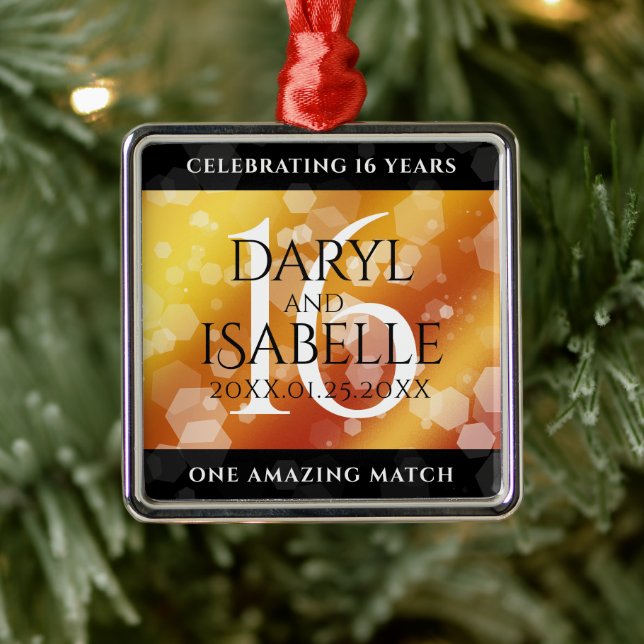 Elegant 16. Hochzeitstag des Goldenen Topaz Ornament Aus Metall (Baum)