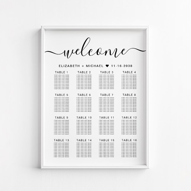 Elegant 16 Tabelle Hochzeitssatteldiagramm Poster (Von Creator hochgeladen)