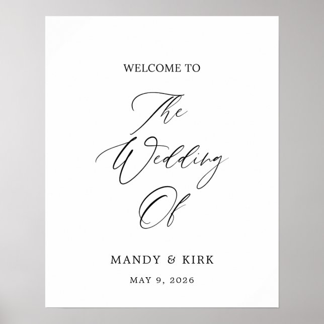 Elegant 16x20 Welcome Wedding Sign | Personalized  Poster (Vorne)