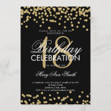 Elegant 18. Geburtstag Gold Glitzer Confetti Black
