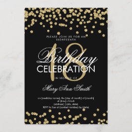 Elegant 18. Geburtstag Gold Glitzer Confetti Black Einladung