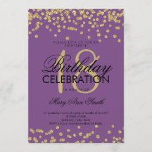 Elegant 18. Geburtstag Gold Glitzer Confetti Lila