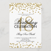 Elegant 18. Geburtstag Gold Glitzer Confetti White