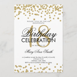 Elegant 18. Geburtstag Gold Glitzer Confetti White Einladung