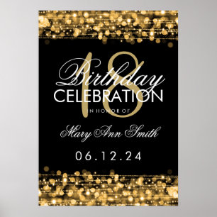 Elegant 18. Geburtstagsparty Glitzern Gold Poster