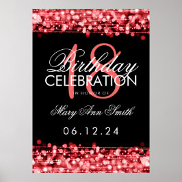 Elegant 18. Geburtstagsparty Glitzern Red Poster
