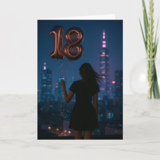 Elegant 18th Birthday City Lights Balloon Karte