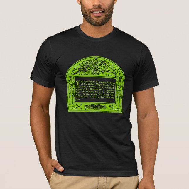 Elegant 18th C English Funeral Notice T-Shirt (Vorderseite)