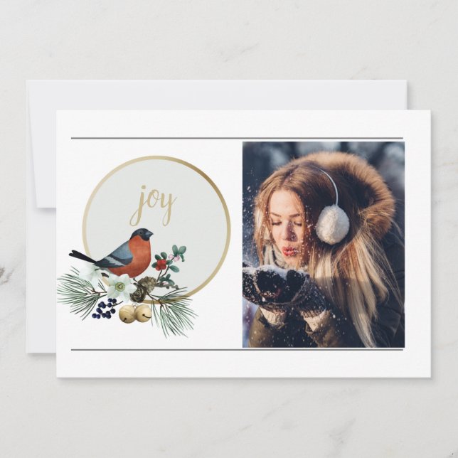 Elegant 1 Foto Winter Robin, JOY Christmas (Vorderseite)