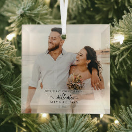 Elegant 1. Weihnachten Verheiratet als Mr. und Mrs Ornament Aus Glas