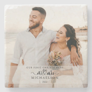 Elegant 1. Weihnachten Verheiratet als Mr. und Mrs Steinuntersetzer