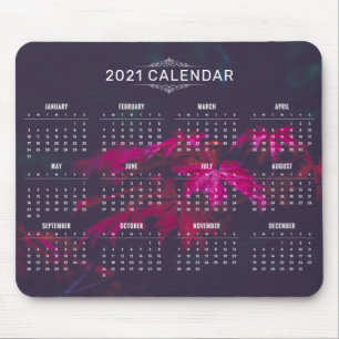 Elegant 2021 Kalender auf Ahorn-Blätter   Mousepad