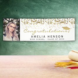 Elegant 2022 Gold Confetti Graduate Foto Banner