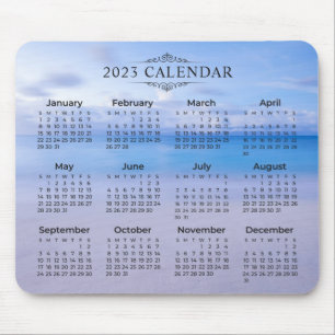 Elegant 2023 Calendar Beach Hintergrund Mousepad