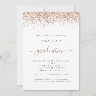 Elegant 2024 Abschluss Rose Gold Glitzer Einladung