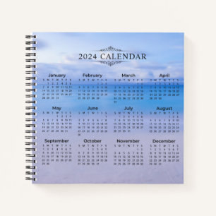 Elegant 2024 Calendar Beach Hintergrund Notebook Notizbuch