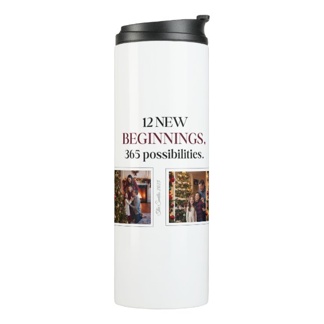 Elegant 2025 Family Foto Collage Kalender Thermosbecher (Nach links gedreht)