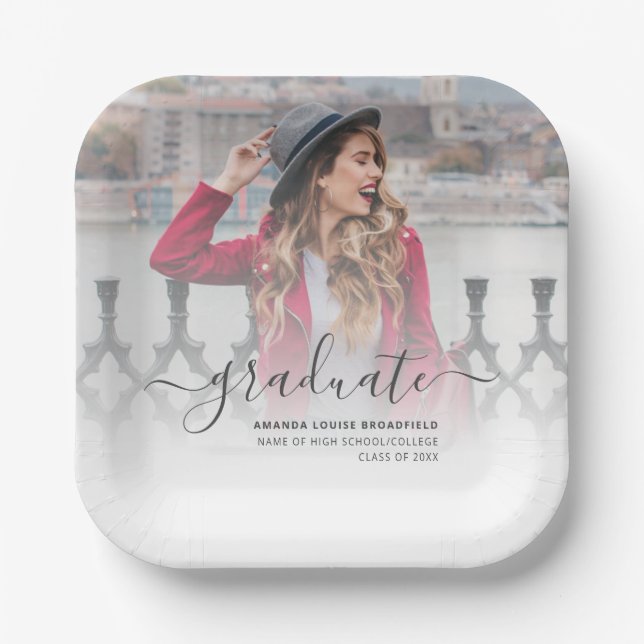 Elegant 2025 Grad Keepake Script Graduation Party Pappteller (Vorderseite)