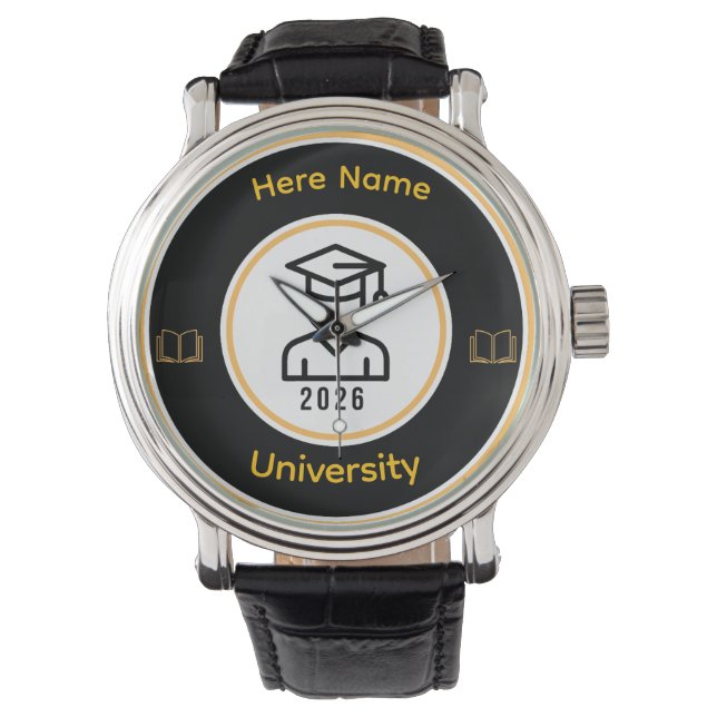 Elegant 2026 Graduate | Personalized Gold Seal Armbanduhr (Vorderseite)