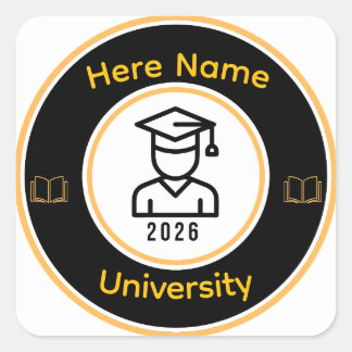 Elegant 2026 Graduate | Personalized Gold Seal Quadratischer Aufkleber