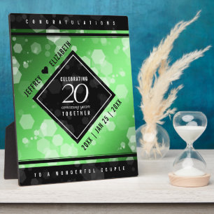 Elegant 20. Emerald Wedding Anniversary Plaque Fotoplatte