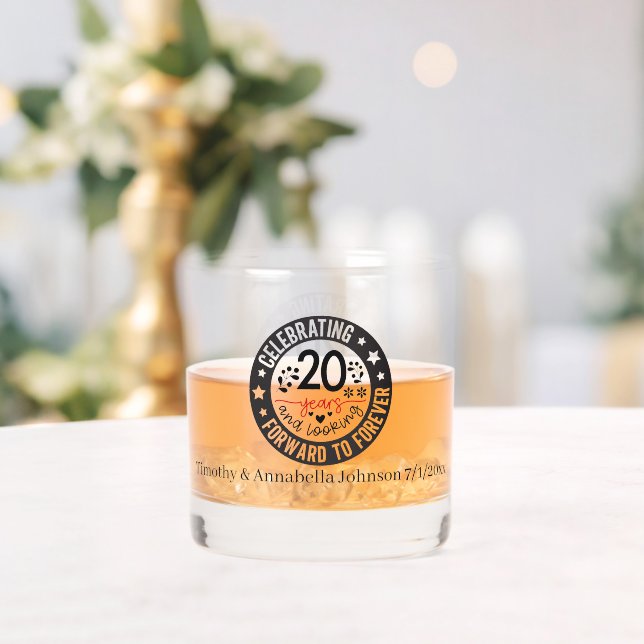 Elegant 20. Jubiläum Namen Datum hinzufügen Whiskyglas (Insitu (Hochzeit))