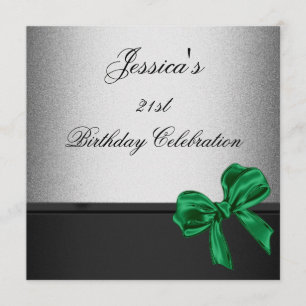Elegant 21. Geburtstag Schwarzer Silbermedaillenbo Einladung