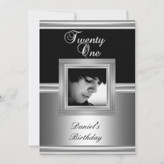 Elegant 21. Geburtstagsparty Black Silver Deko 5 Einladung