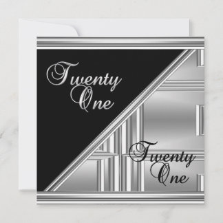 Elegant 21. Geburtstagsparty Black Silver Deko Einladung